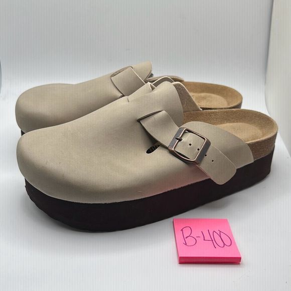 CUSHIONAIRE Women's Cork Footbed Platform Clog 8 SAND - Picture 3 of 8